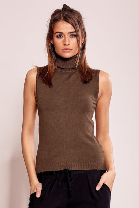 Sophisticated Sleeveless Turtleneck Vest - Cotton Blend - All Sizes