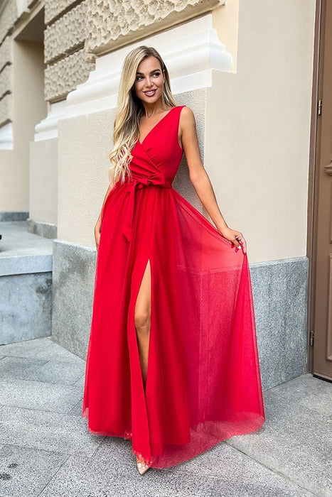 Chic High-Slit Long Bicotone Gown