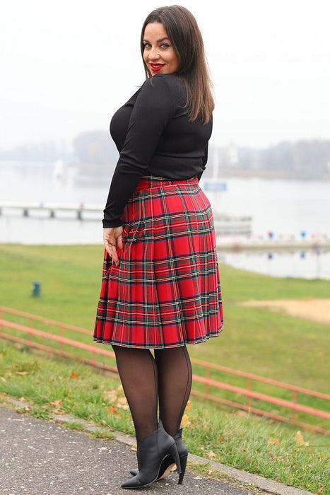 Plus Size Scottish Check Flared Skirt - Modern Elegance