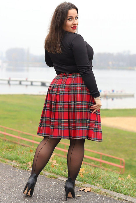 Plus Size Scottish Check Flared Skirt - Modern Elegance