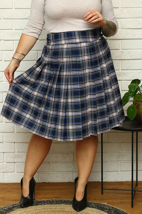 Plus Size Scottish Check Flared Skirt - Modern Elegance