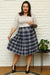 Plus Size Scottish Check Flared Skirt - Modern Elegance