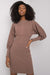 Elegant Ribbed Midi Dress with Stylish Puff Sleeves