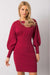 Elegant Ribbed Midi Dress with Stylish Puff Sleeves