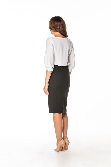 Chic Midi Pencil Skirt with Hidden Zipper and Stylish Slit