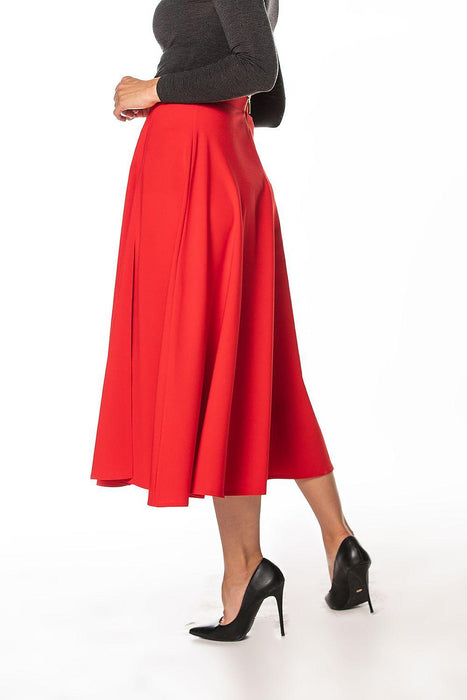 Sophisticated Mid-Calf Skirt with Chic Zipper Accent