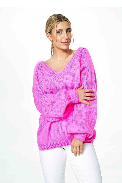 Elegant Wide Sleeve Deep V-Neck Sweater