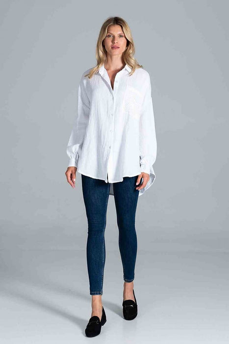 Stylish Oversized Collared Shirt with Chic Pocket Detail