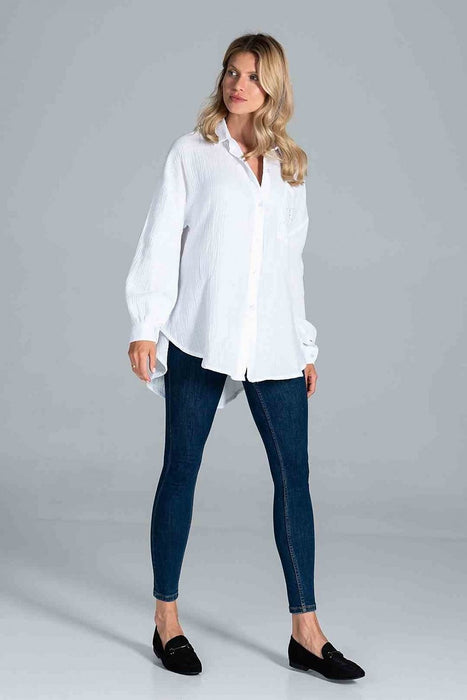 Stylish Oversized Collared Shirt with Chic Pocket Detail