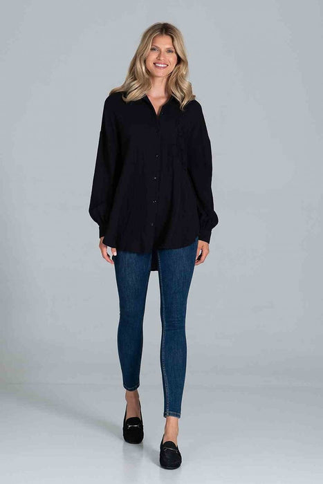 Stylish Oversized Collared Shirt with Chic Pocket Detail