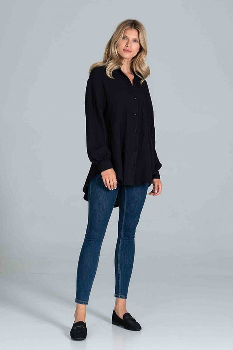 Stylish Oversized Collared Shirt with Chic Pocket Detail