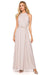 Elegant Brocade Halter Maxi Dress with Adjustable Tie Waist