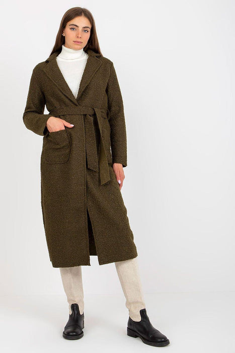 Chic Women's Coat with Tie Belt and Elegant Details