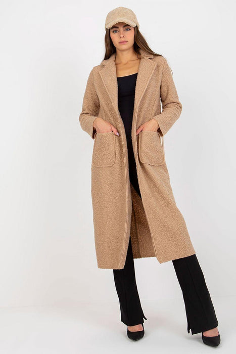 Chic Women's Coat with Tie Belt and Elegant Details