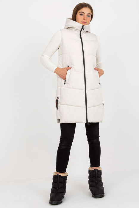 Stylish Down Quilted Hooded Vest with Zippered Pockets - Gilet NM - Cozy and Functional