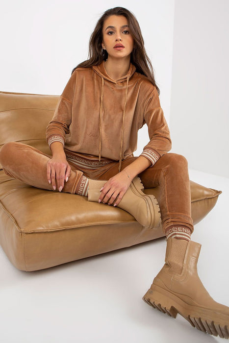 Luxurious Velour Hooded Lounge Set with Fashionable Detailing