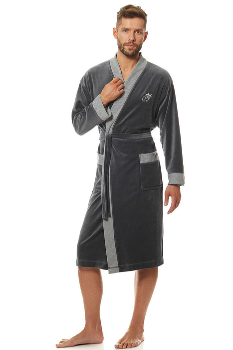 Men's Luxe Plush Velour Bathrobe by L&L Collection