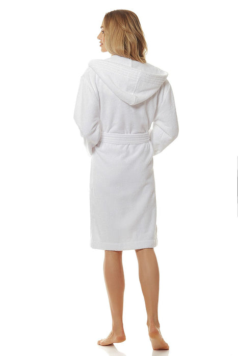 Luxurious Women's Hooded Cotton Bathrobe - L&L Collection