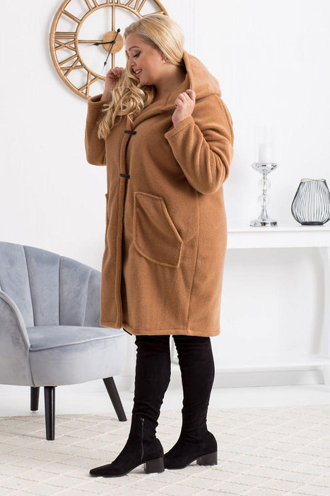 Karko Plus Size Ofelia Oversized Hooded Coat for Chic Warmth