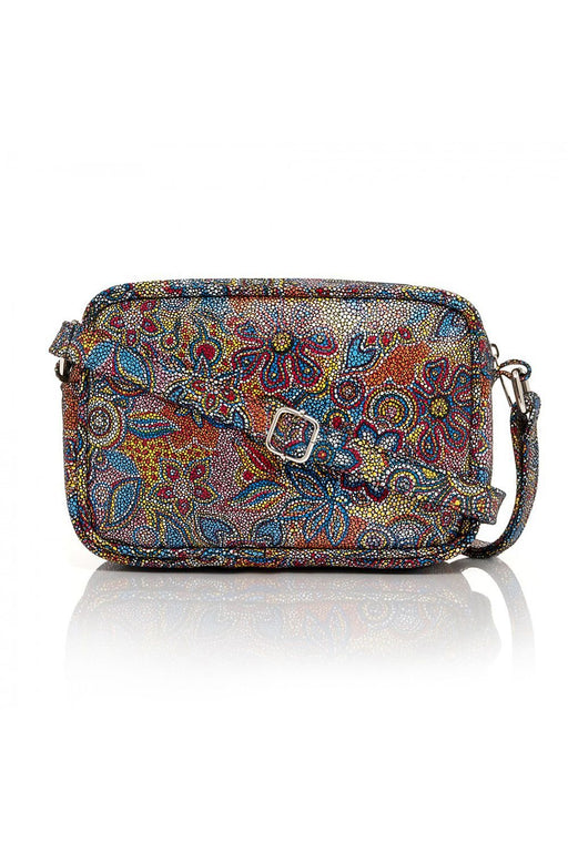 Golden Mosaic Floral Leather Crossbody Bag by Paolo Peruzzi