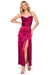 Sophisticated Maxi Gown with Elegant Neckline and Dramatic Slit