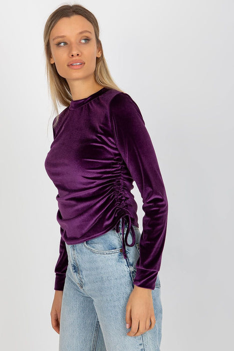 Chic Customizable Velour Blouse - Soft Cotton Fusion