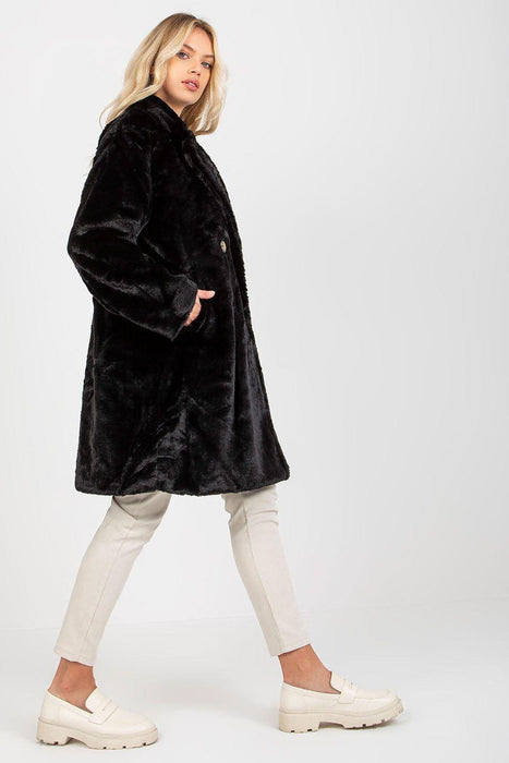 Luxurious Fur Button-Up Coat with Practical Pockets