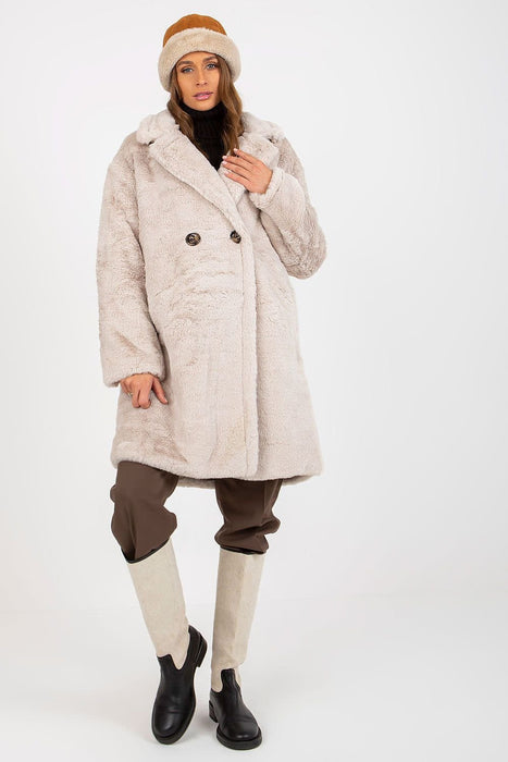 Luxurious Fur Button-Up Coat with Practical Pockets