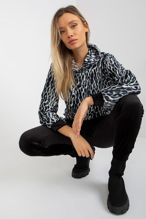 Animal Print Velour Hoodie and Jogger Set by Rue Paris