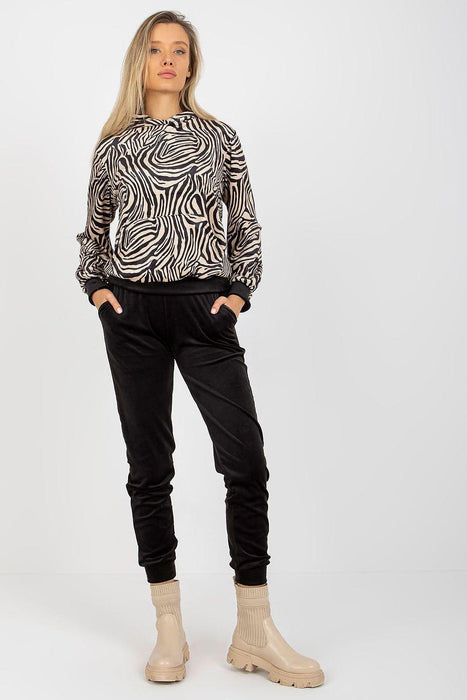 Animal Print Velour Hoodie and Jogger Set by Rue Paris