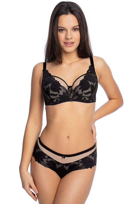 Elegant Lace and Mesh Bra with Decorative Accents for Women