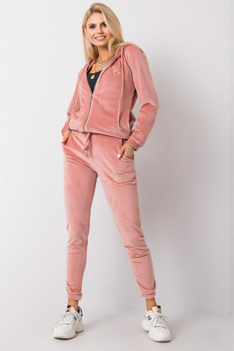 Chic Velour Lounge Set with Zippered Hoodie and Coordinating Trousers