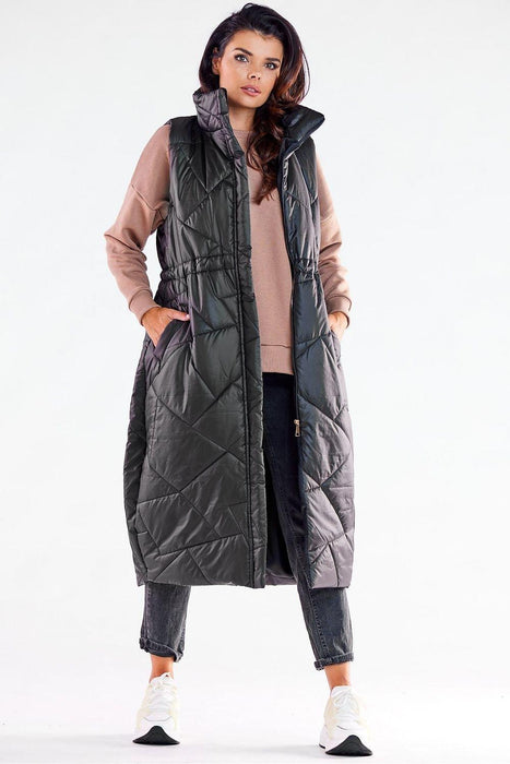 Streamlined Zippered Vest with Oversized Silhouette