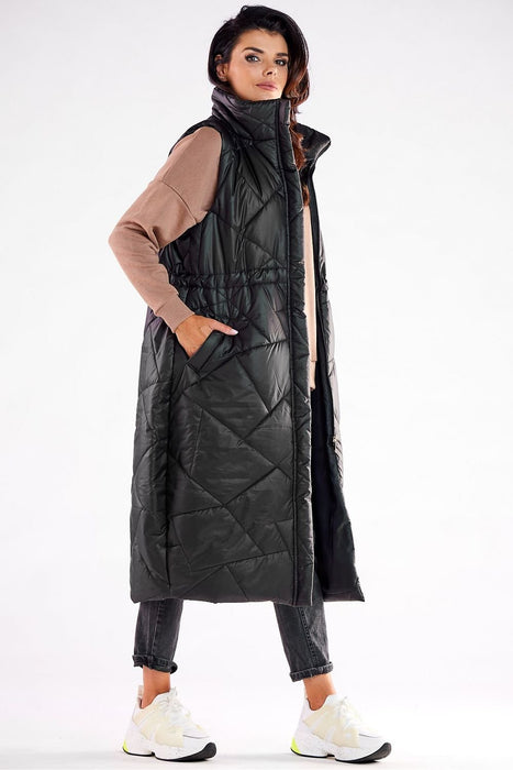 Streamlined Zippered Vest with Oversized Silhouette