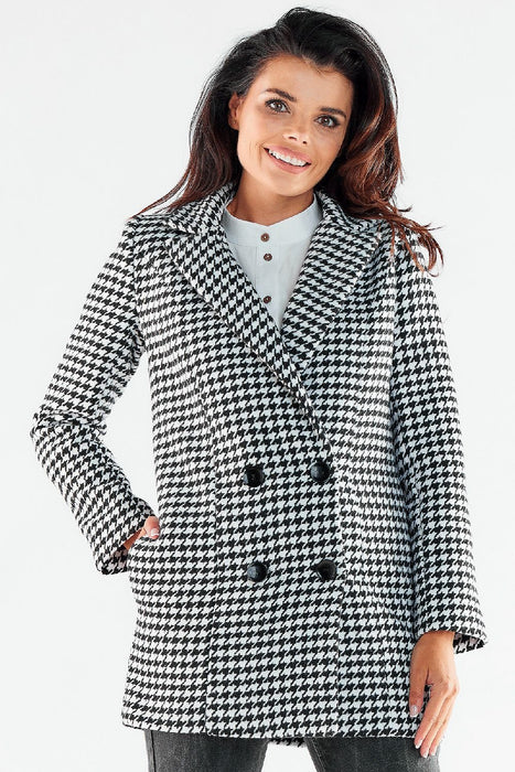 Stylish Black Buttoned Double-Breasted Coat