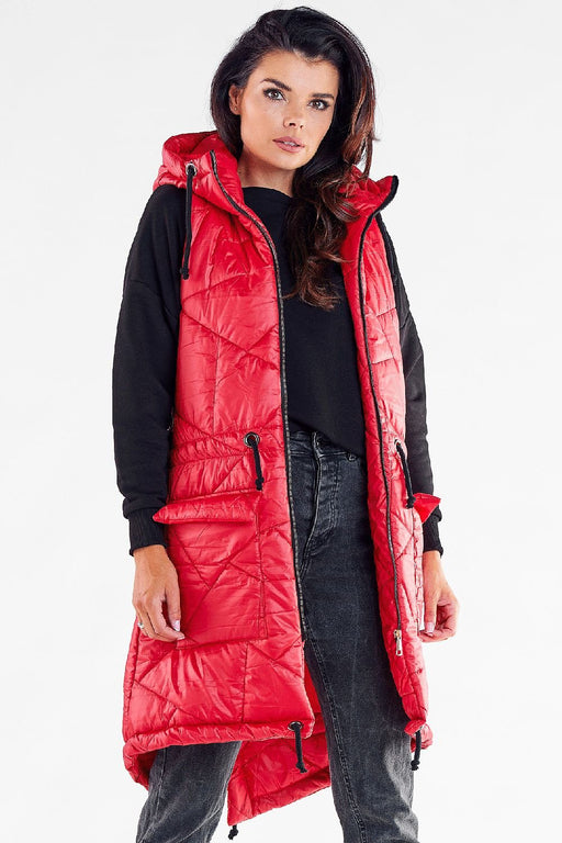 Fall Wardrobe Essential: Quilted Shimmer Hooded Vest with Adjustable Waist - Stylish Layer