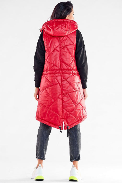 Fall Wardrobe Essential: Quilted Shimmer Hooded Vest with Adjustable Waist - Stylish Layer