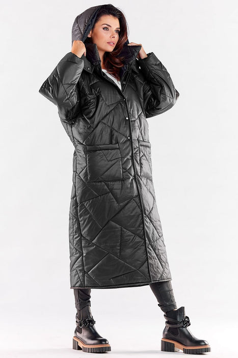 Quilted Hooded Coat with Large Square Pockets for Winter Wardrobe