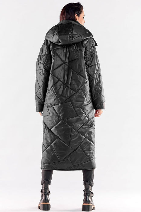 Quilted Hooded Coat with Large Square Pockets for Winter Wardrobe