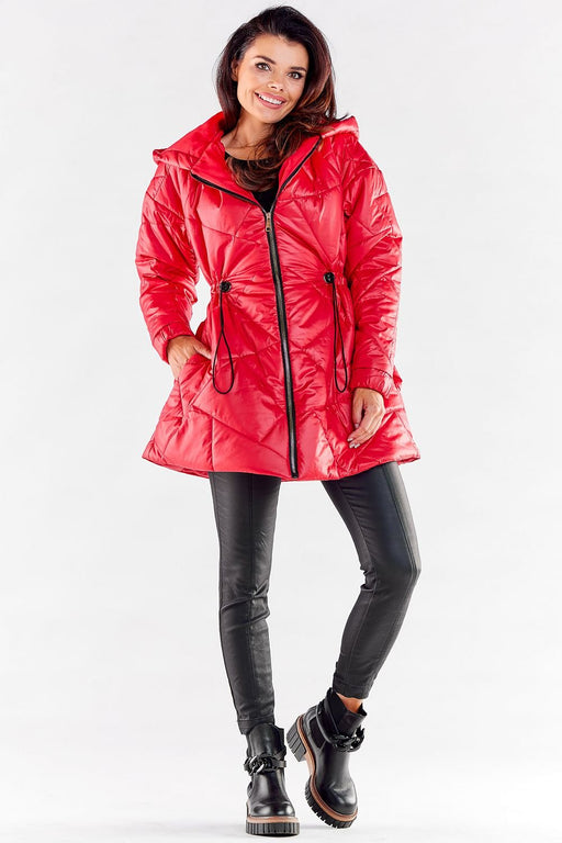 Quilted Hooded Windbreaker Jacket with Adjustable Waist - Fully Lined & Versatile