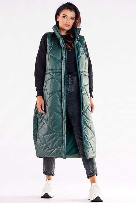 Streamlined Zippered Vest with Oversized Silhouette