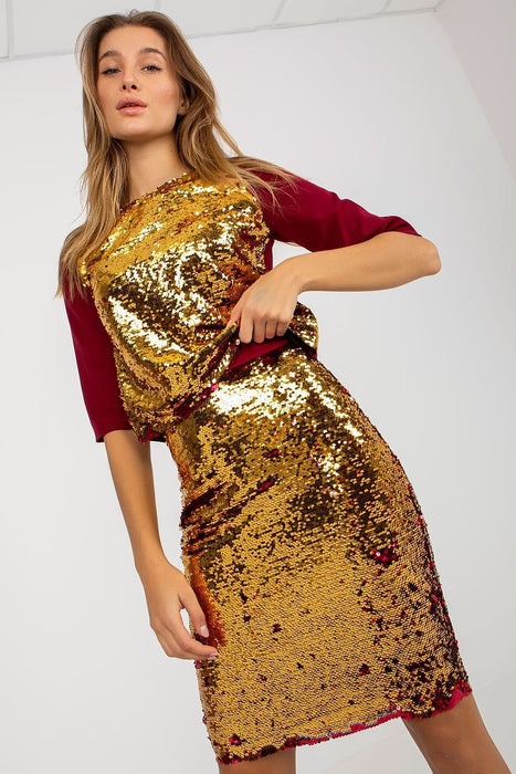 Dazzling Sequin-Studded Pencil Skirt