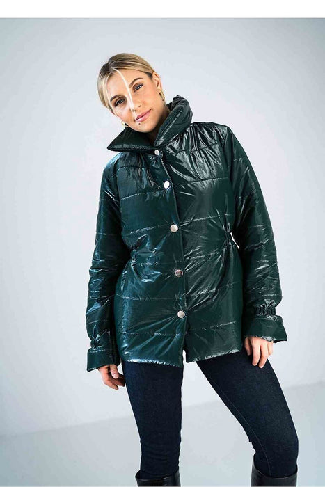 Sleek High-Collar Quilted Jacket with Fashionable Elastic Accents