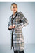 Chic Checked Knee-Length Outerwear with Stylish Collar