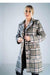 Chic Checked Knee-Length Outerwear with Stylish Collar