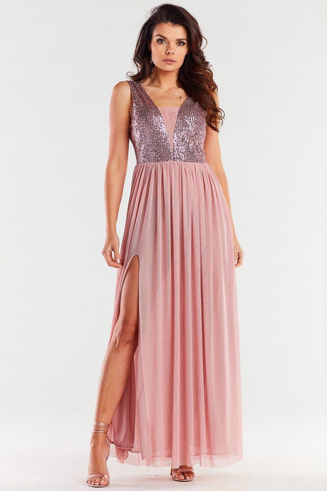 Radiant Sequin-Embellished Mesh Gala Dress