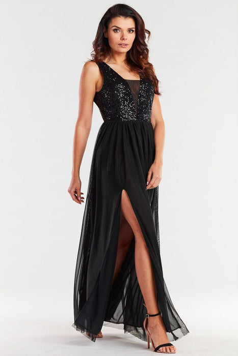 Radiant Sequin-Embellished Mesh Gala Dress