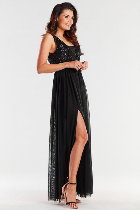 Radiant Sequin-Embellished Mesh Gala Dress