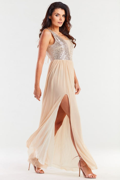 Radiant Sequin-Embellished Mesh Gala Dress