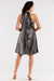 Elegant Ruffled Neck Flare Evening Dress with Cozy Stretch Lining